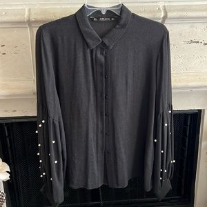 Zara pearl embellished blouse
